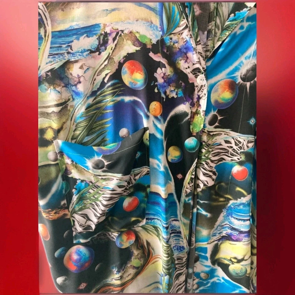 ART TO WEAR...THE EXQUISITE SKULLZ LONDON ITALIAN VISCOSE DUSTER COAT OS - Image 4 of 4