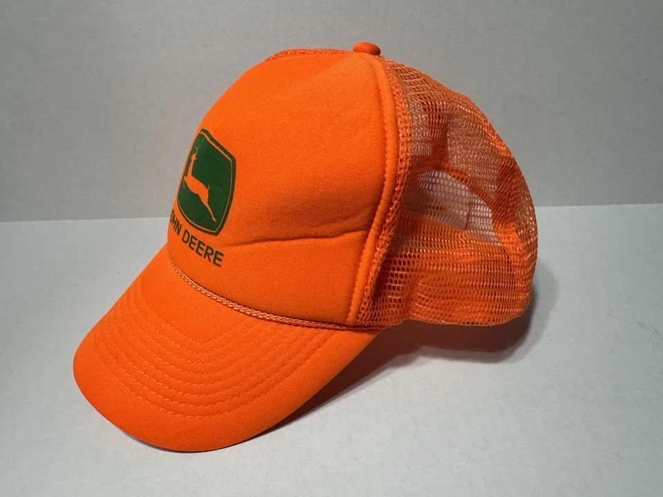 Gorra gorra vintage John Deere Blaze Safety naranja malla Nissin camionero Snapback Foto 2 de 4