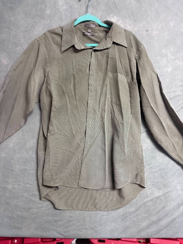 Geoffrey Beene, VTG Geoffrey Beene Mens Taupe Olive Houndstooth Dress Shirt Size 17 34/35 XL