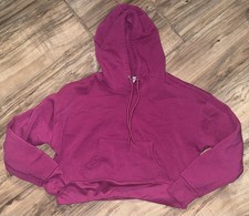 Rue 21 Pink Crop Pullover Hoodie Kangaroo Pockets Women s Size L