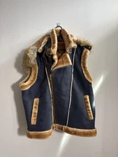 EUC MEN’S JORDAN CRAIG LEGACY EDITION FUR VEST POLYESTER BLUE SIZE 3XL HOODED