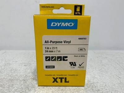 Dymo 1868753 Vinyl Label Cartridge 1'' x 23' Black on White