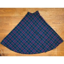 Vintage Tartan Plaid Maxi Skirt Size XS 24" Waist Washable Acrylic/Wool England