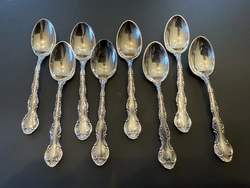 8 Gorham Strasbourg Sterling Silver Demitasse/Coffee Spoons 4",  marked STERLING