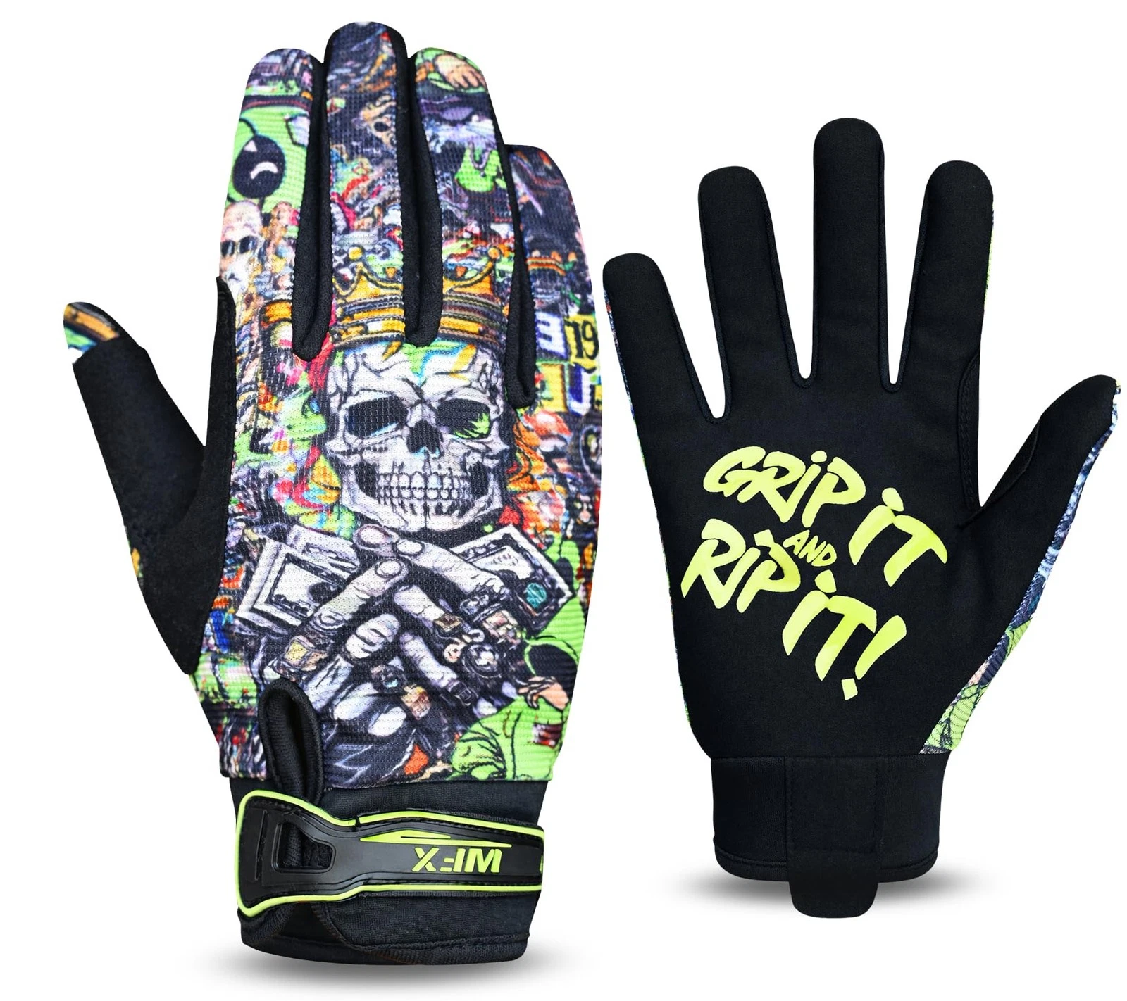 WFX Motorbike Gloves for Men & Women, Cycling Breathable L, Green