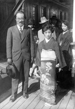 Writer Masao Kume wife Kitano Maru their way United States Kobe- Japan Old Photo