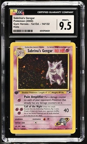 CGC 9.5 Sabrina's Gengar Gym Heroes 1st Edition 14/132 Holo Pokemon Card