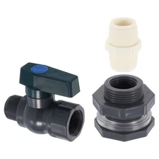 1 Set Rain Barrel Faucet Kit, 3/4in GHT Plastic Rain Barrel Spigot Beige Adapter