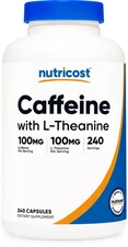Nutricost Caffeine with L-Theanine, 100mg of Each, 240 Capsules, 240 Servings