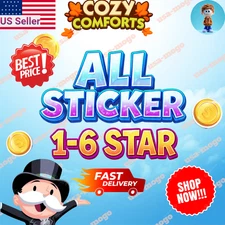 Monopoly Go Stickers ⭐️ 1 - 6 ⭐️ALL STICKER⭐️ FAST DELIVERY