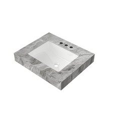 24" Light Gray Sintered Stone Vanity Top with Undermount Ceramic Basin