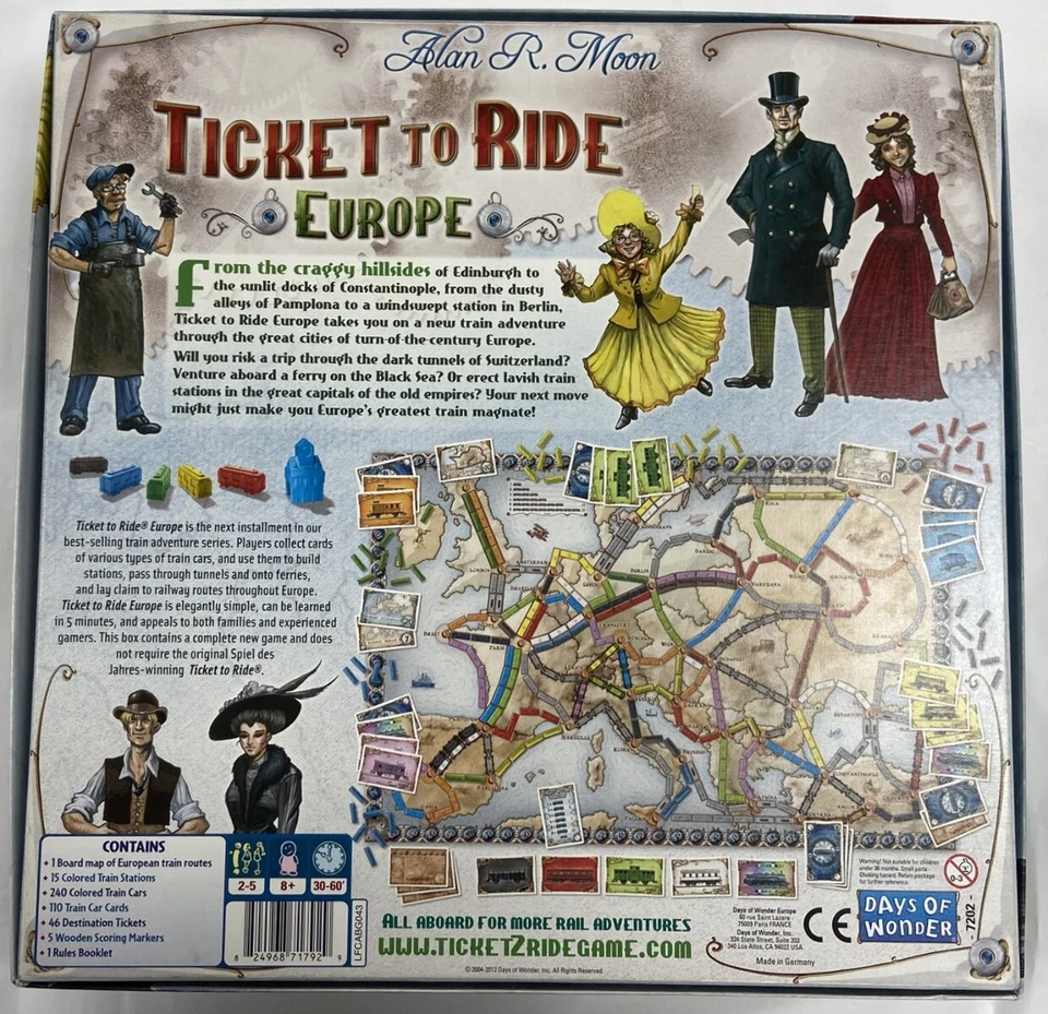 Ticket to Ride Europe Complete boardgame Opened box Alan Moon Days Wonder (GGR) - Image 4 of 4
