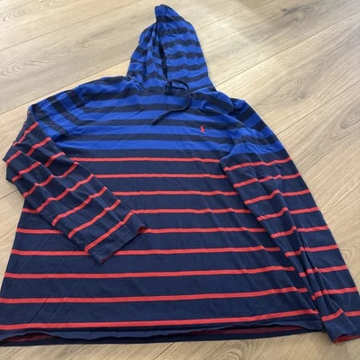 Polo Ralph Lauren Men’s Long Sleeve Hooded Shirt Size XL Red Stripe Pony Logo - Image 1 of 4