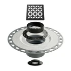 All-in-one Shower Drain Kit with ABS/PVC 2" Flange, 4" Grate Assembly