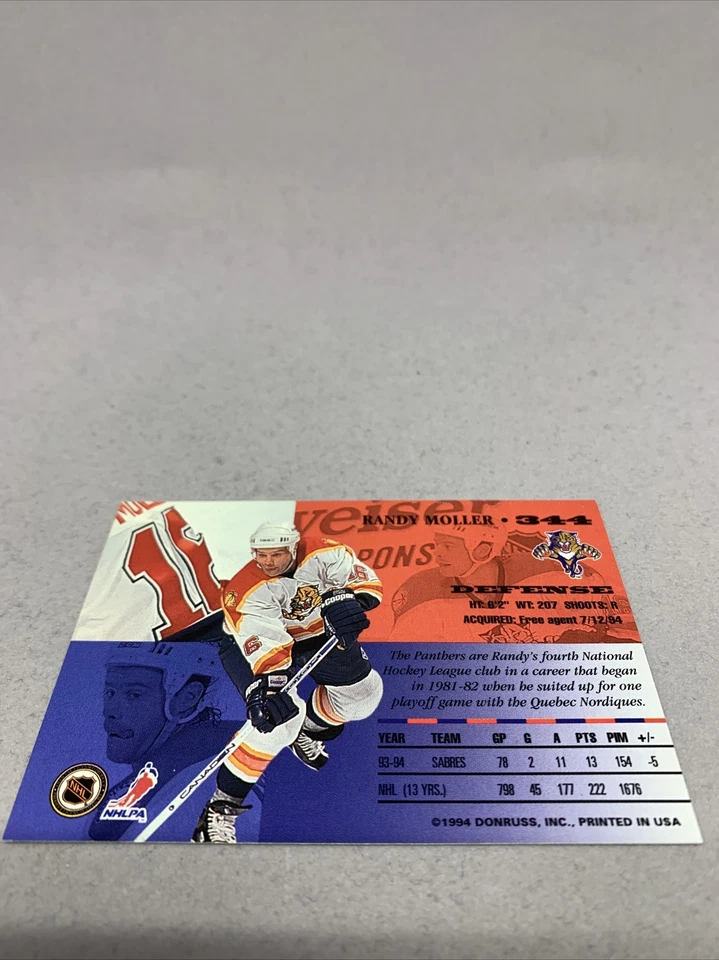 1994 Donruss The Leaf Set Hockey Card #344 Randy Moller Florida Panthers - Image 4 of 4