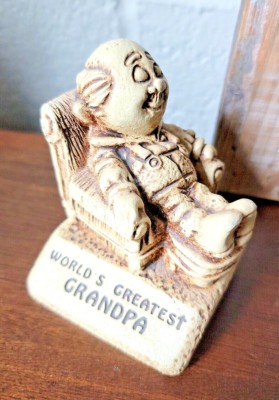 Vintage PAULA Figurine 3'' World's Greatest Grandpa Figure Sleeping Chair 1979