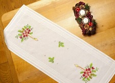 "Happy Christmas" Table Runner Kit for Cross Stitch and Satin Stitch 1241
