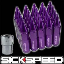 SICKSPEED 20 PC PURPLE SPIKED ALUMINUM 60MM LOCKING LUG NUTS 12X1.25 L12