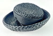 Vintage Straw Fedora Hat 60s Black Union made