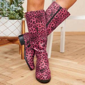 Señoras de la rodilla Botas altas con tacón estampado de leopardo Mitad de  Pantorrilla Zapatos Botas De Caballero | eBay