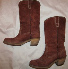 vintage 70's WOLVERINE suede caramel brown cowboy cowgirl high heel boots 6 M