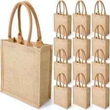 10 Pcs Burlap Gift Bags with Handles Tote Bridesmaid Bag Khaki