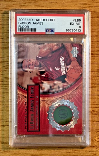 2003 U.D. Hardcourt LeBron James #LB5 Rookie Floor Card Graded PSA 6 EXT-MT RC
