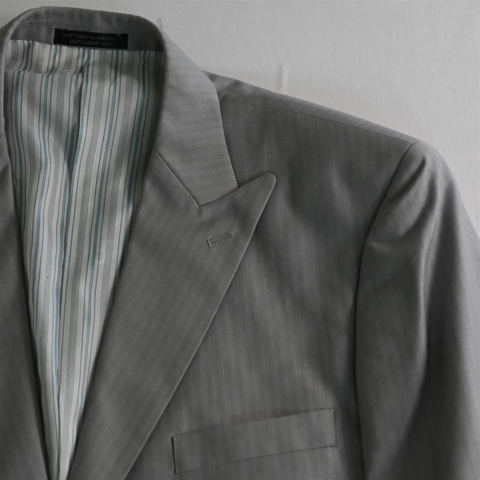 Vittorio St Angelo 42R 36x30 Gris Rayas 3 Piezas Hombre Chaleco Chaqueta Pantalones Traje Foto 3 de 4