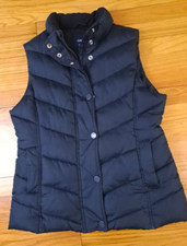 Vintage Woman Gap Down Outdoor Black Vest Zip Button Medium