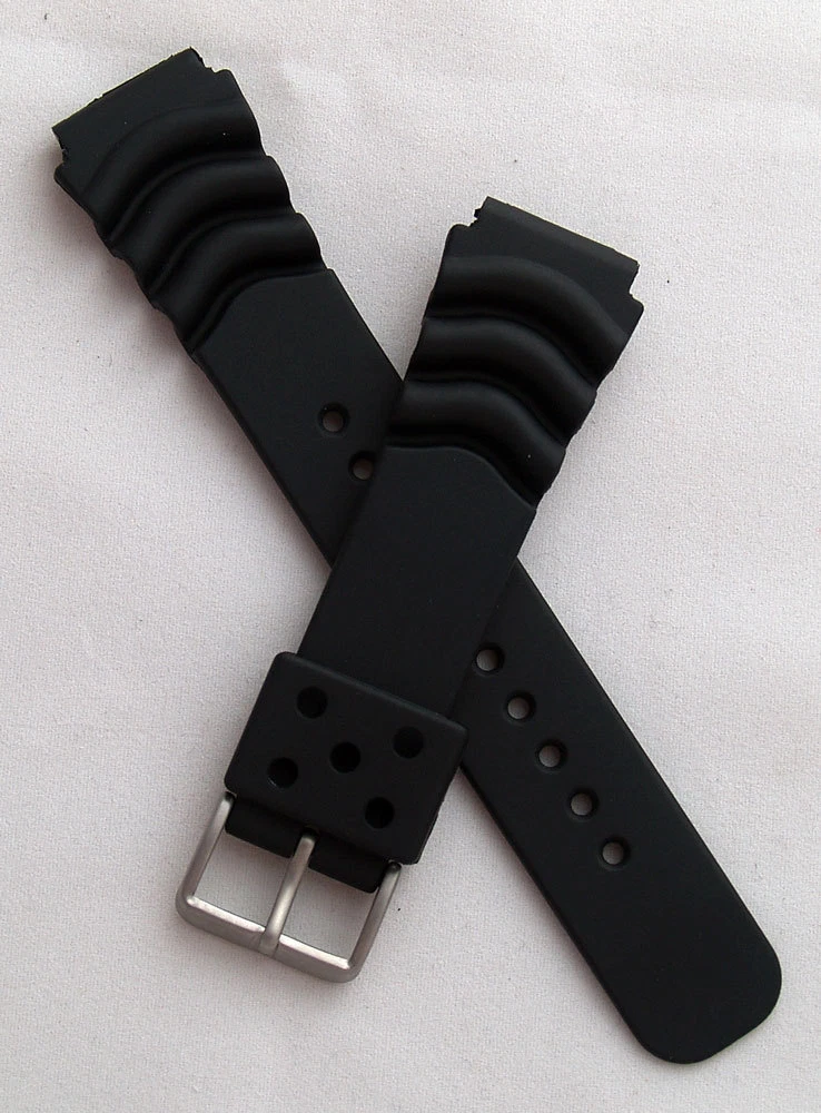 22 mm polyurethane PU rubber watch strap to fit Seiko Citizen etc