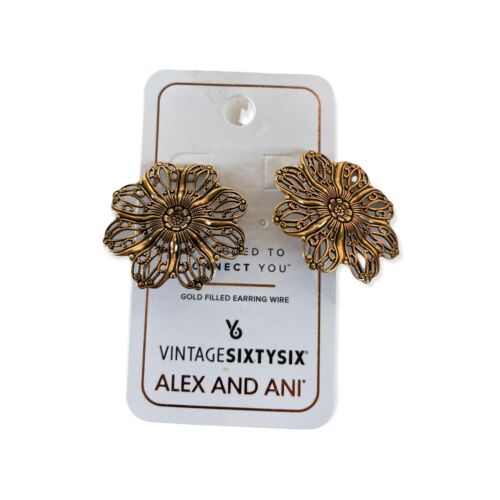 NEW Vintage SixtySix Alex And Ani Gold filled flower earring wire - Picture 1 of 1