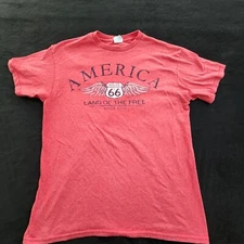 Route 66 America Land of the Free Red Short Sleeve T-Shirt Adult M
