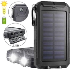 Super 90000000mAh USB Portable Charger Solar Power Bank For Cell Phone Black US