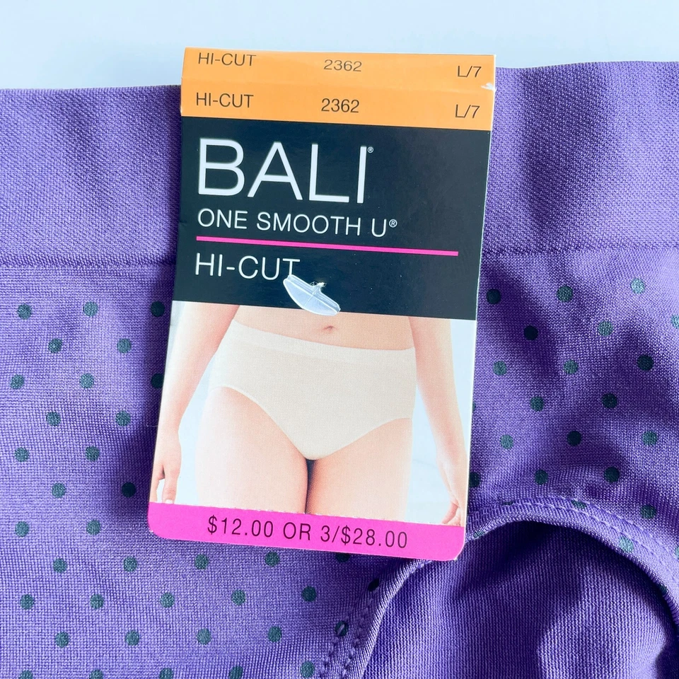 Paquete de 3 calzoncillos Bali One Smooth U corte alto púrpura lunares talla 7 nuevos con etiquetas 2362 Foto 4 de 4
