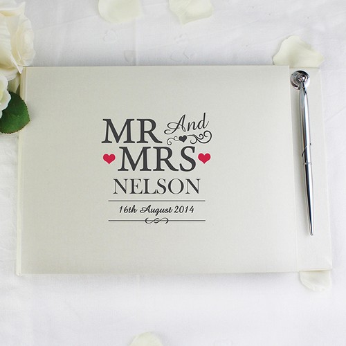 Album vuoto e penna libro ospiti Mr & Mrs matrimonio personalizzato regalo - Foto 2 di 4