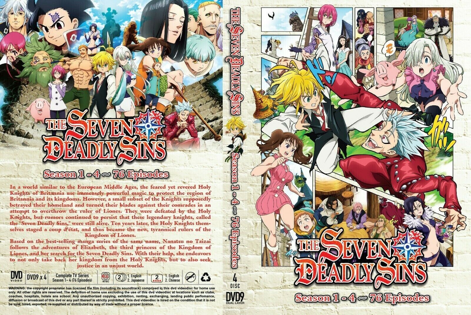 DVD The Seven Deadly Sins Sea 1-4 Vol.1-76 End ENGLISH FREE POST USA | eBay
