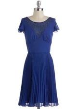 Modcloth All that Pizzazz Dress Max Cleo Cobalt Blue Gatsby 20s Style Holiday 8