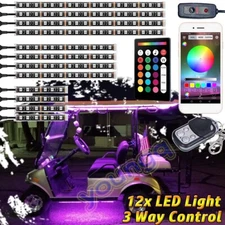 12X RGB Golf Cart LED Light Accent Neon Glow Lamp Strip bluetooth Remote Control