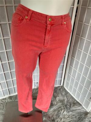 Women's Michael Kors 14 Izzy Skinny Coral Pink Cotton Blend Jeans