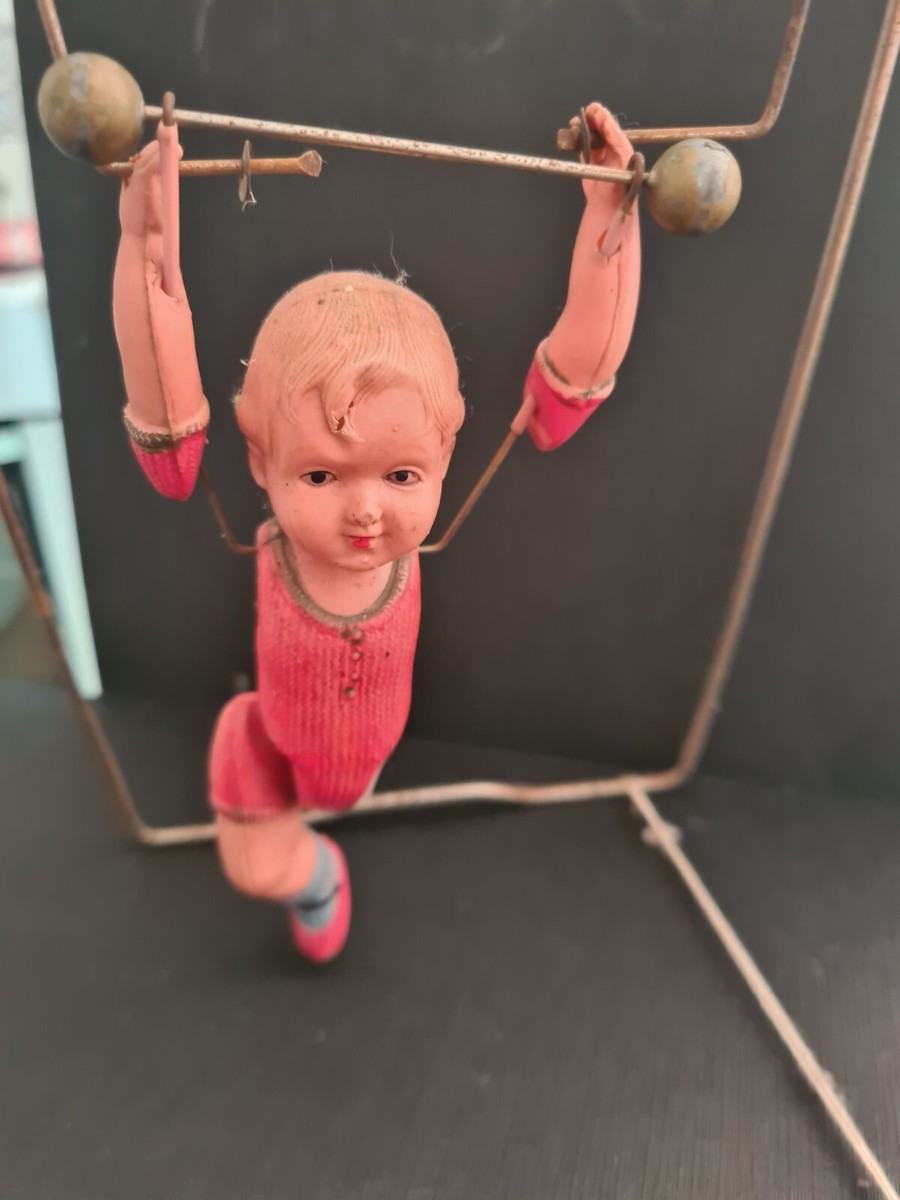 Antique Jouet Tik-Tak Acrobat Garçon Sur Swing Métal Celluloïd Collection