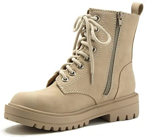 Botines clásicos de combate Soda Firm beige Nbpu con cordones plataforma gruesa