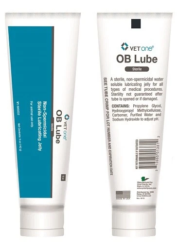 VetOne OB Lube Sterile Non Spermicidal Lubricating Jelly 5oz Livestock