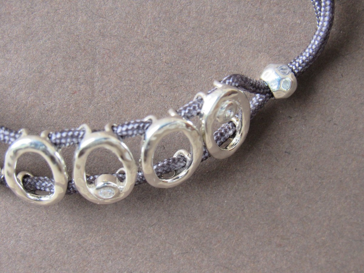 Silpada Sweet Deal Sterling Silver Oval‎ Link Beaded Bracelet - Gray Bolo Cord Silpada  main image 4