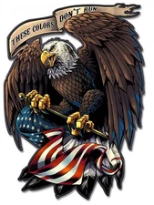 Eagle Holding Flag Plasma Metal Sign - Hand Made in the USA with American Steel
