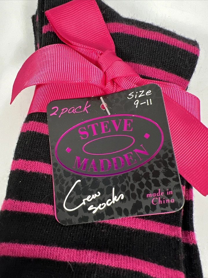 Macy’s NUEVO Steve Madden Negro y Púrpura 2 Pares de Calcetines a Rayas y Negros 9-11 Foto 3 de 4