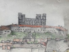 ::DISEGNO CASTELLO CASTELLO rovina Pressburg fortezza Bratislava antico