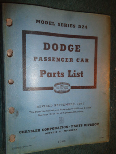 1946 1947 catálogo de piezas de coche Dodge/libro original Mopar D24 - Imagen 2 de 10