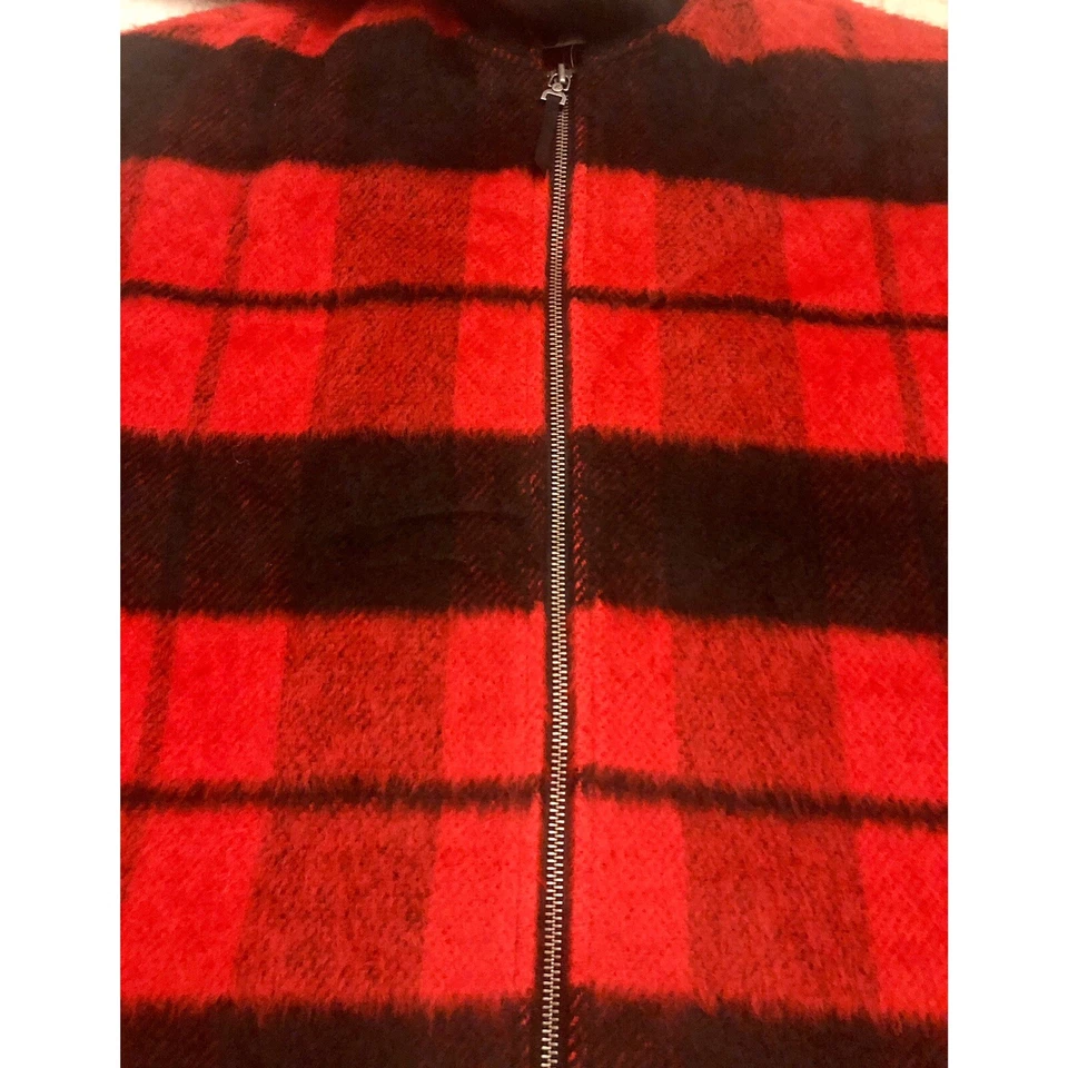 Treasure Bond Women Red Combo One Size Stripe Poncho Sweater Plaid Wool $149 - Image 2 of 4