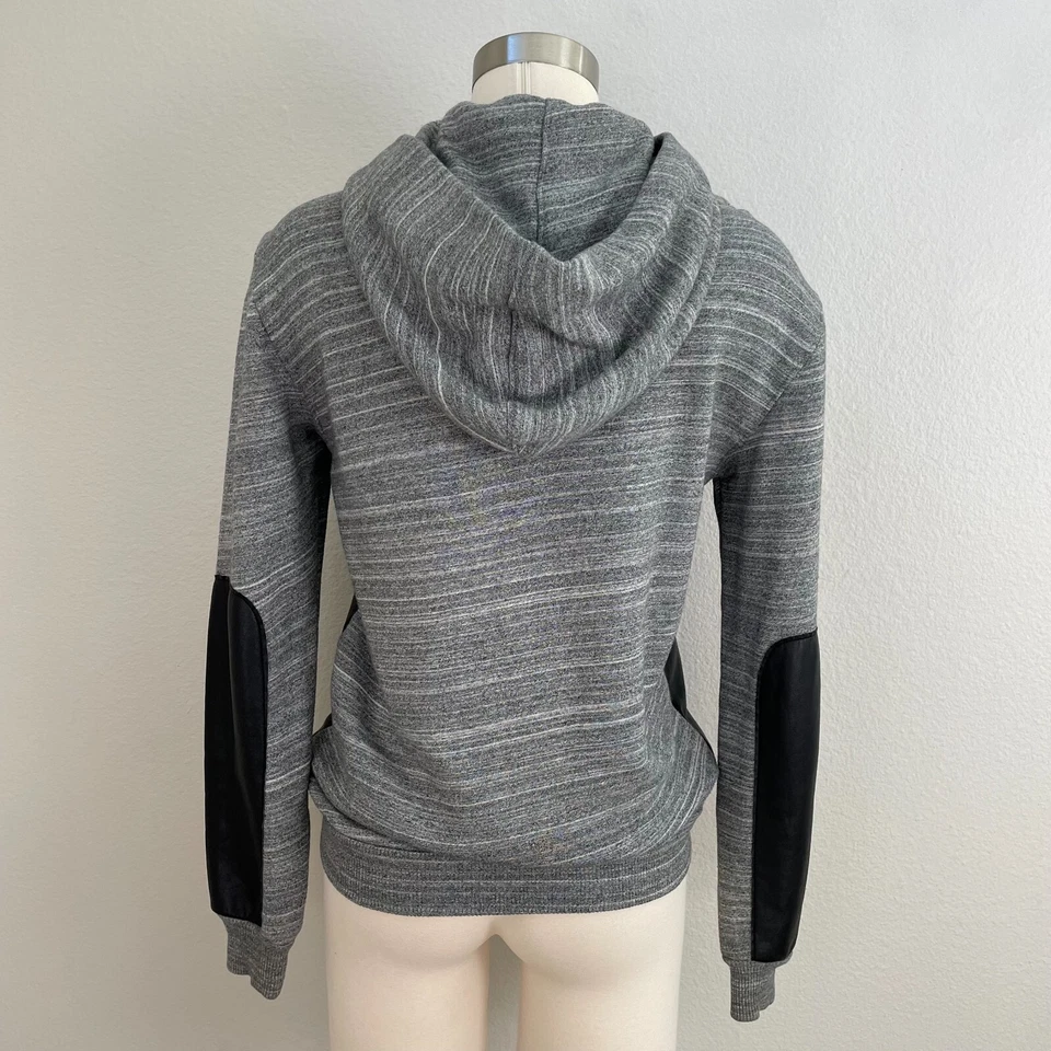 Aritzia Wilfred Womens XS Black Faux Leather Hoodie Sweatshirt Jacket Vegan - Image 4 of 4