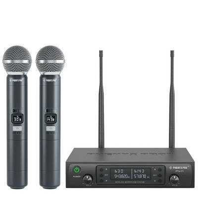 Phenyx Pro Wireless Microphone System, Dual Wireless Mics,w/ 2 Handhelds, Aut...